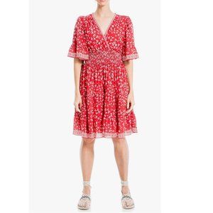 NWT Max Studio Tiered Red Floral Party Dress